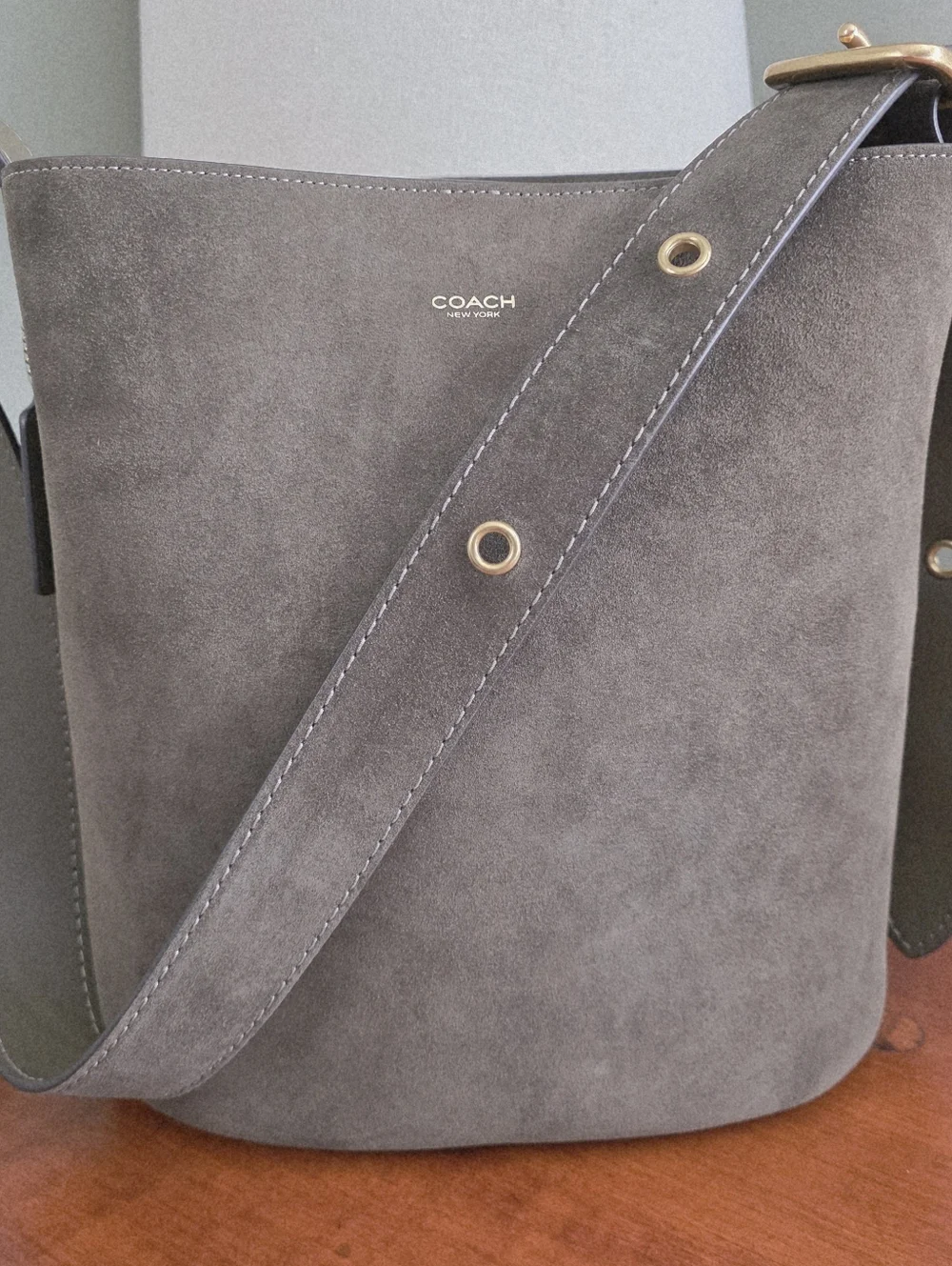 Coach Bleecker CCC24 Olive Suede Leather Bucket Shoulder Bag NWT